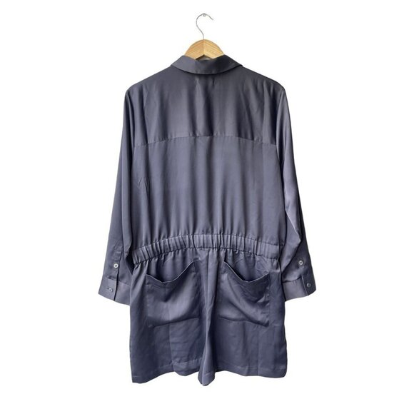 Outerknown Benson Jumpsuit Large Utility Long Sleeve Button Tie Romper Satin - Picture 7 of 11